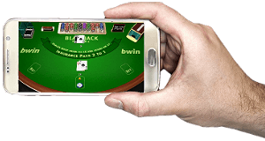 Playing blackjack on mobile app